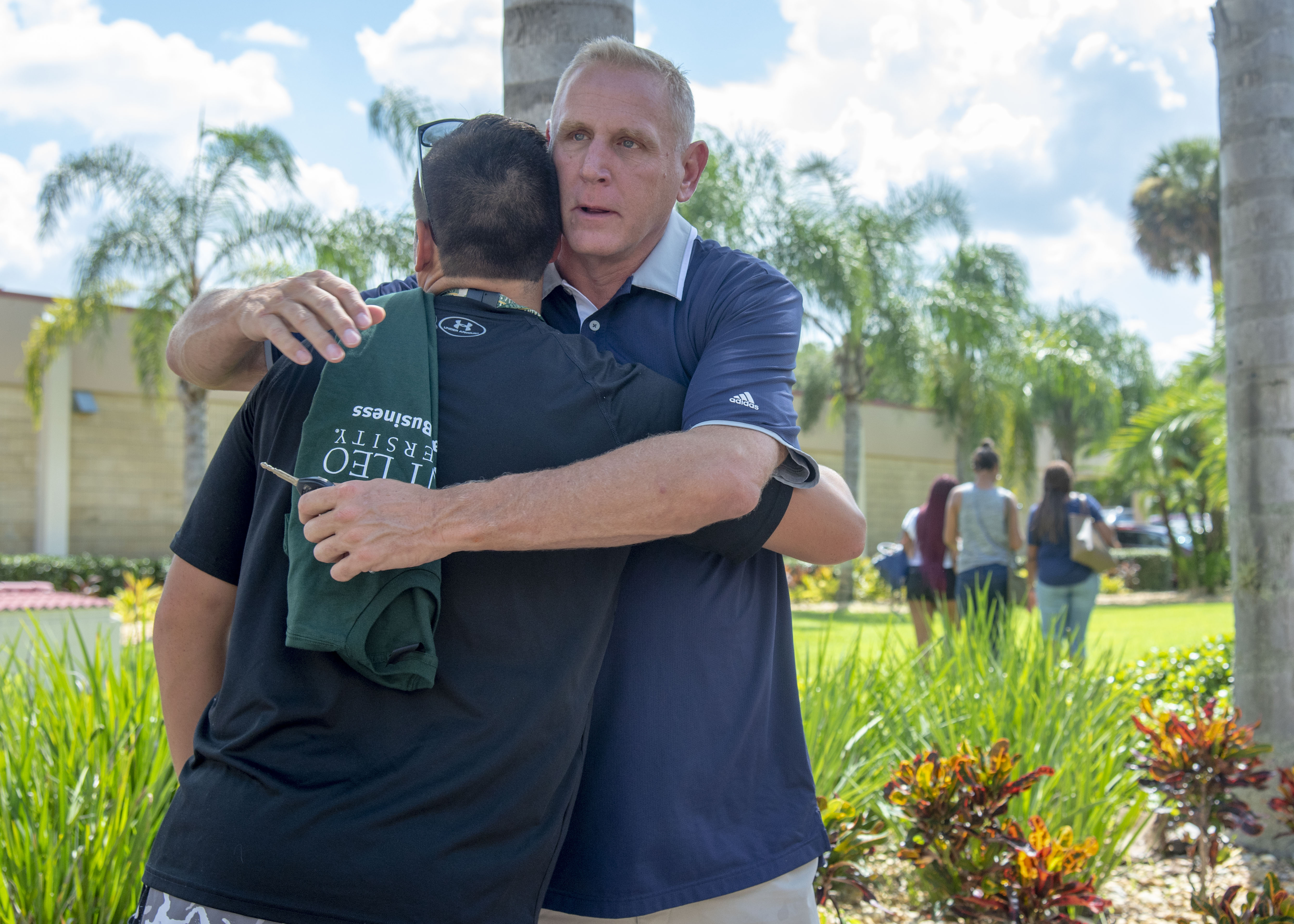 hugging goodbye